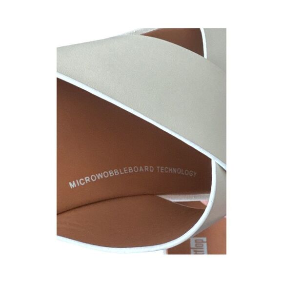 Fitflop F-Mode Leather Flatform Cross Slides. Cream - Picture 10 of 10